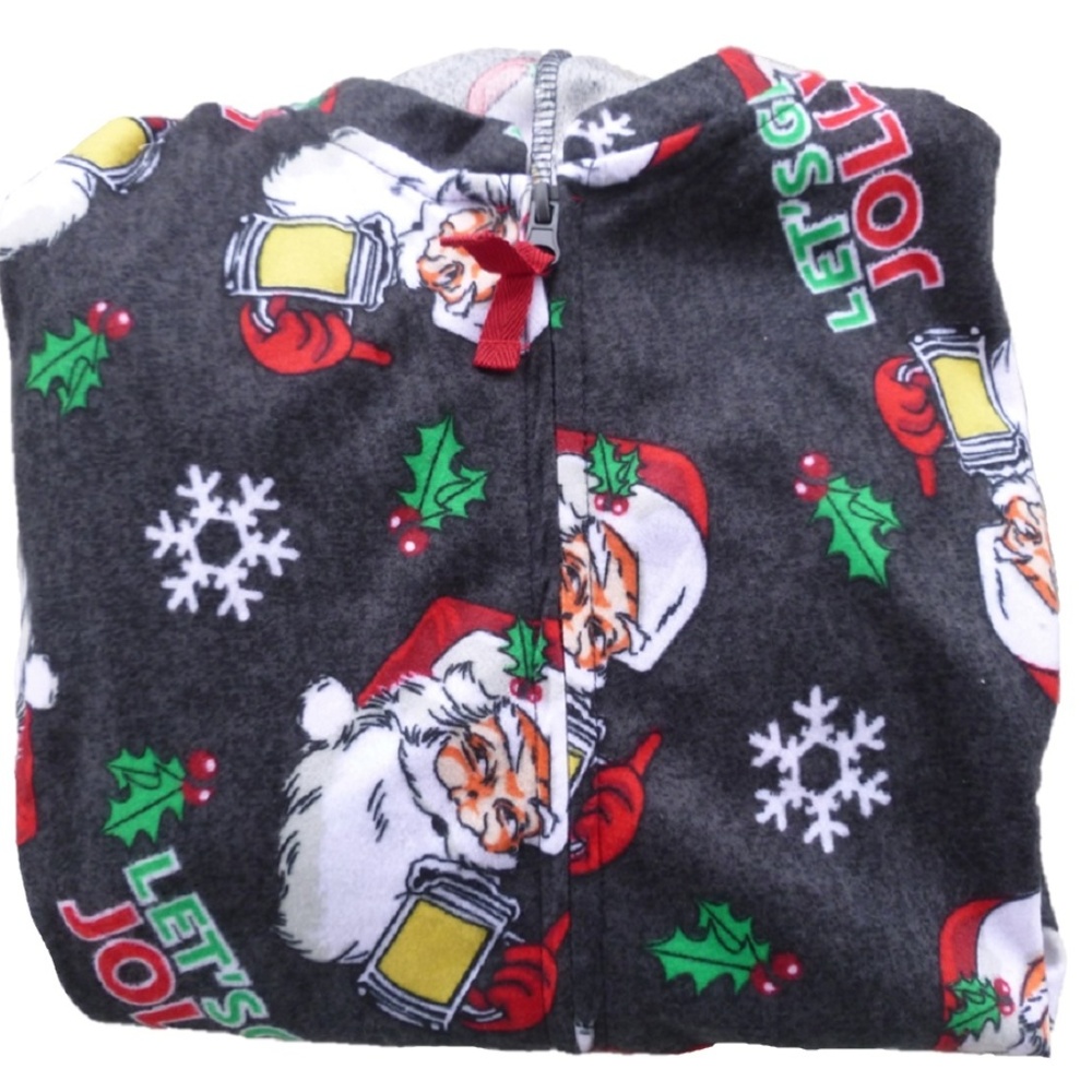 Men's Women's Onesie Beer Drinking Santa Xmas Union Suit 1pc Pajamas Size Sm/Med
